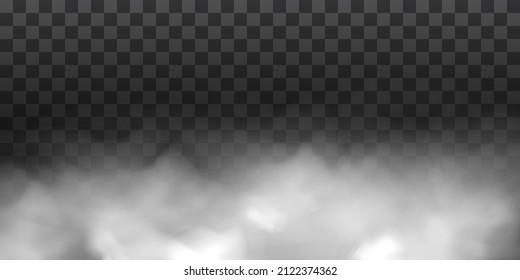 Fog or smoke isolated transparent special effect. White vector cloudiness, mist or smog background. Vector illustration PNG