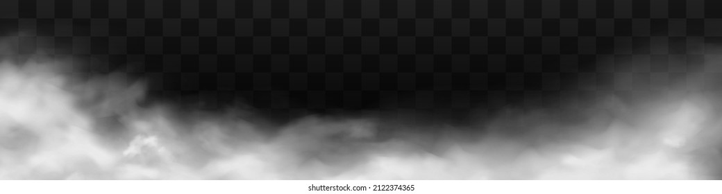 Fog or smoke isolated transparent special effect. White vector cloudiness, mist or smog background. Vector illustration PNG