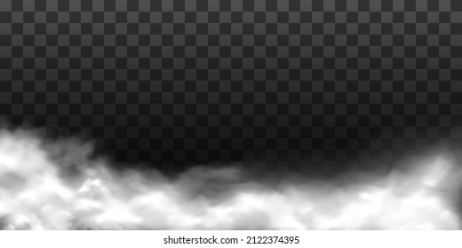 Fog or smoke isolated transparent special effect. White vector cloudiness, mist or smog background. Vector illustration PNG