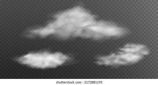 Fog or smoke isolated transparent special effect. White vector background of cloudiness, fog or smog. Vector illustration