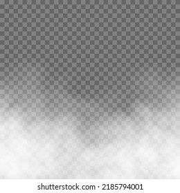 Fog or smoke isolated transparent special effect. White vector cloudiness, mist or smog background. PNG. . Vector illustration