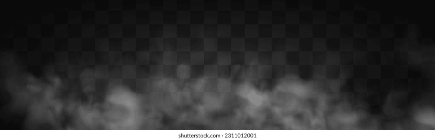 Fog or smoke isolated transparent special effect. White vector cloudiness, mist or smog background. Vector illustration