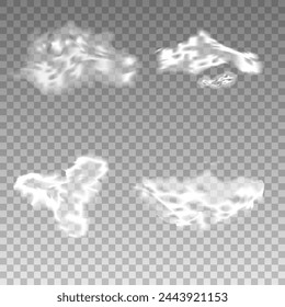 Fog or smoke isolated transparent special effect. White vector cloudy, fog or smog background. Vector illustration