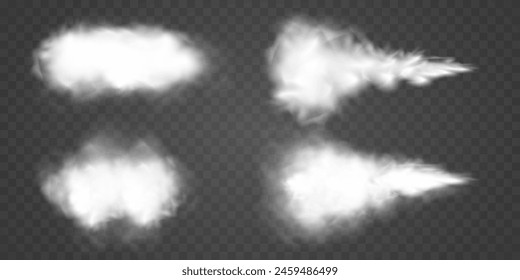 Fog or smoke isolated transparent special effect. White vector cloudiness, mist or smog background. Vector illustration