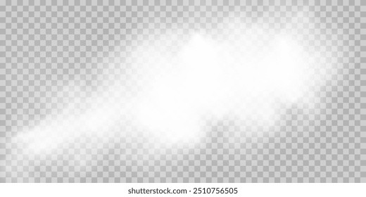 Fog or smoke isolated transparent special effect. White vector cloudiness, mist or smog background. Vector illustration