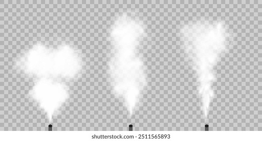 Fog or smoke isolated transparent special effect. White vector cloudiness, mist or smog background. Vector illustration	