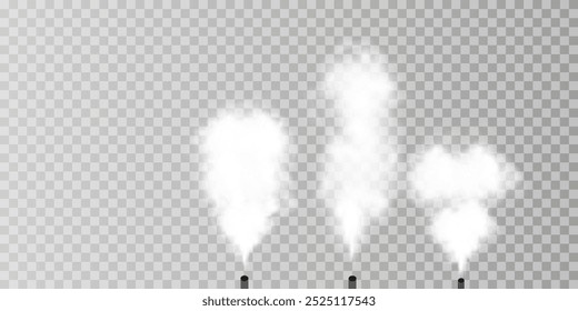 Fog or smoke isolated transparent special effect. White vector cloudiness, mist or smog background. Vector illustration