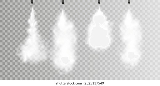 Fog or smoke isolated transparent special effect. White vector cloudiness, mist or smog background. Vector illustration