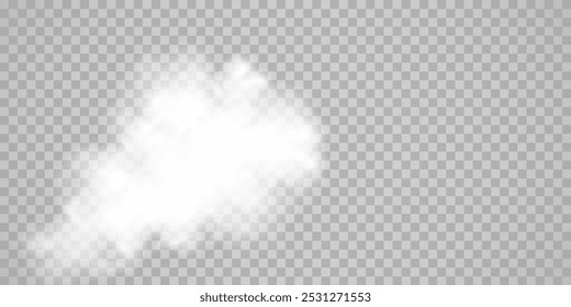 Fog or smoke isolated transparent special effect. White vector cloudiness, mist or smog background. Vector illustration	