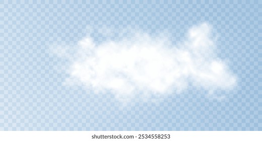 Fog or smoke isolated transparent special effect. White vector cloudiness, mist or smog background. Vector illustration	