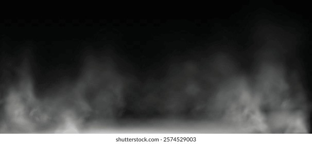 Fog or smoke isolated transparent special effect of background. vector design of smog