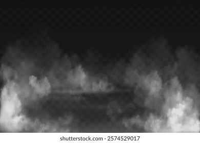 Fog or smoke isolated transparent special effect of background. vector design of smog