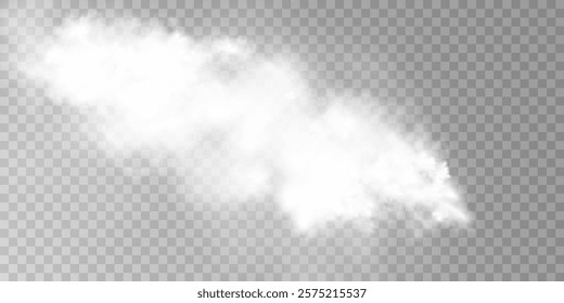 Fog or smoke isolated transparent special effect. White vector cloudiness, mist or smog background. Vector illustration	