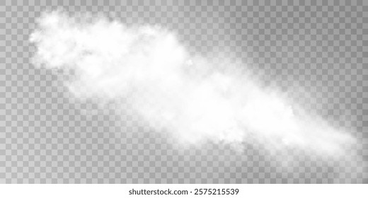 Fog or smoke isolated transparent special effect. White vector cloudiness, mist or smog background. Vector illustration	