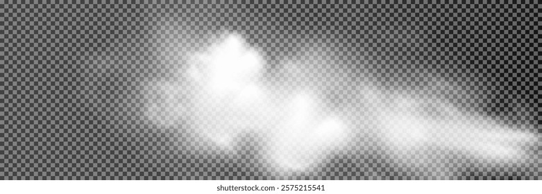 Fog or smoke isolated transparent special effect. White vector cloudiness, mist or smog background. Vector illustration	