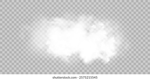 Fog or smoke isolated transparent special effect. White vector cloudiness, mist or smog background. Vector illustration	