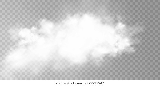 Fog or smoke isolated transparent special effect. White vector cloudiness, mist or smog background. Vector illustration	