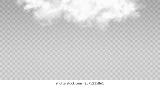 Fog or smoke isolated transparent special effect. White vector cloudiness, mist or smog background. Vector illustration	