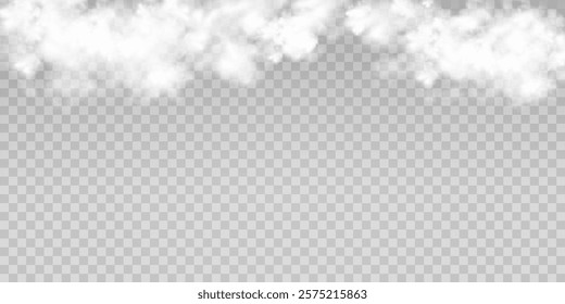 Fog or smoke isolated transparent special effect. White vector cloudiness, mist or smog background. Vector illustration	