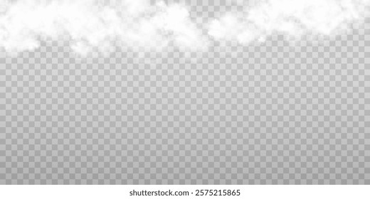 Fog or smoke isolated transparent special effect. White vector cloudiness, mist or smog background. Vector illustration	