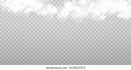 Fog or smoke isolated transparent special effect. White vector cloudiness, mist or smog background. Vector illustration	