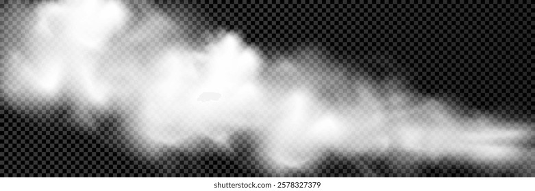 Fog or smoke isolated transparent special effect. White vector cloudiness, mist or smog background. Vector illustration	