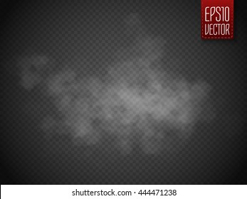 Fog or smoke isolated transparent special effect. White vector cloudiness, mist or smog background. Vector illustration