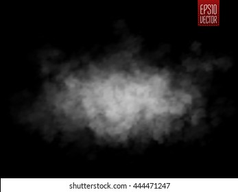 Fog or smoke isolated transparent special effect. White vector cloudiness, mist or smog background. Vector illustration