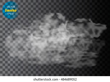 Fog or smoke isolated transparent special effect. White vector cloudiness, mist or smog background. Vector illustration