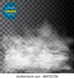 Fog or smoke isolated transparent special effect. White vector cloudiness, mist or smog background. Vector illustration