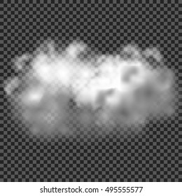 Fog and smoke isolated transparent special effect. White vector cloudiness, mist or smog background. Vector illustration. EPS10