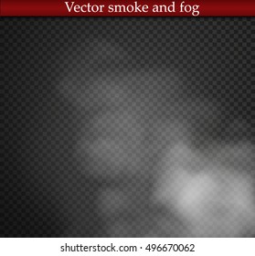 Fog or smoke isolated transparent special effect. White vector cloudiness, Vector illustration
