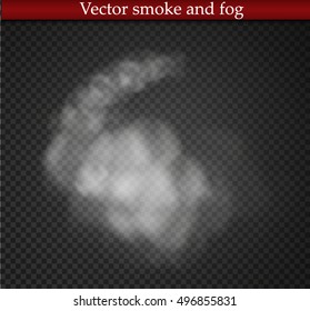 Fog or smoke isolated transparent special effect. White vector cloudiness, Vector illustration