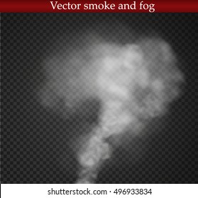 Fog or smoke isolated transparent special effect. White vector cloudiness, Vector illustration