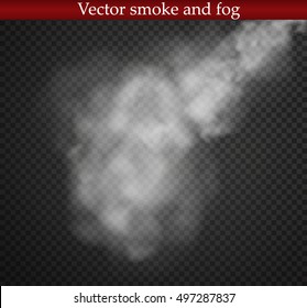 Fog or smoke isolated transparent special effect. White vector cloudiness, Vector illustration