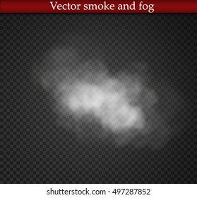 Fog or smoke isolated transparent special effect. White vector cloudiness, Vector illustration