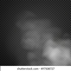 Fog or smoke isolated transparent special effect. White vector cloudiness, Vector illustration