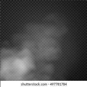 Fog or smoke isolated transparent special effect. White vector cloudiness, Vector illustration