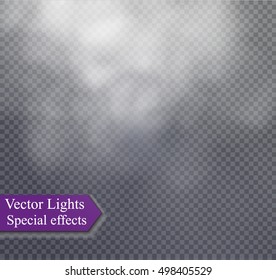 Fog or smoke isolated transparent special effect. White vector cloudiness, Vector illustration