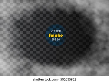 Fog or smoke isolated transparent special effect. White vector cloudiness, mist or smog background. Vector illustration