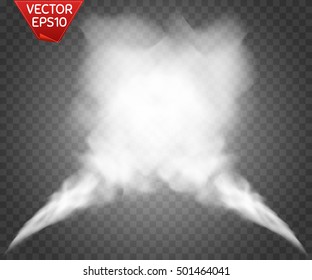 Fog or smoke isolated transparent special effect. White vector cloudiness, mist or smog background. Vector illustration