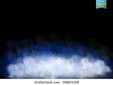 Fog or smoke isolated transparent special effect. White vector cloudiness, mist or smog background. Vector illustration