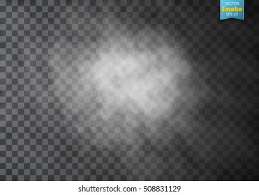 Fog or smoke isolated transparent special effect. White vector cloudiness, mist or smog background. Vector illustration
