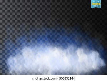 Fog or smoke isolated transparent special effect. White vector cloudiness, mist or smog background. Vector illustration