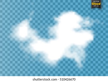 Fog or smoke isolated transparent special effect. White vector cloudiness, mist or smog background.