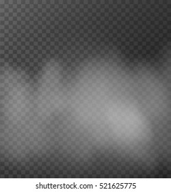 Fog or smoke isolated transparent special effect. White vector cloudiness, mist or smog background. Vector illustration