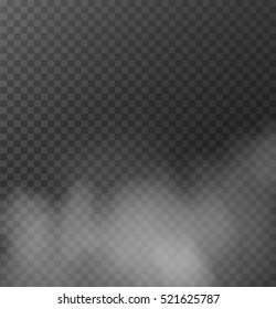 Fog or smoke isolated transparent special effect. White vector cloudiness, mist or smog background. Vector illustration