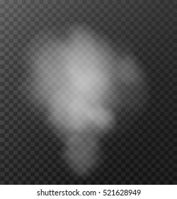 Fog or smoke isolated transparent special effect. White vector cloudiness, mist or smog background. Vector illustration