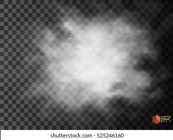 Fog or smoke isolated transparent special effect. White vector cloudiness, mist or smog background. Vector illustration