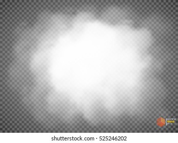 Fog or smoke isolated transparent special effect. White vector cloudiness, mist or smog background. Vector illustration